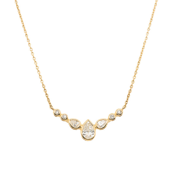 Bezel Set Curved Bar Necklace