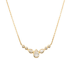 Bezel Set Curved Bar Necklace