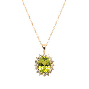 Peridot and Diamond Halo Pendant