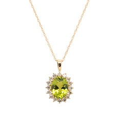 Peridot and Diamond Halo Pendant