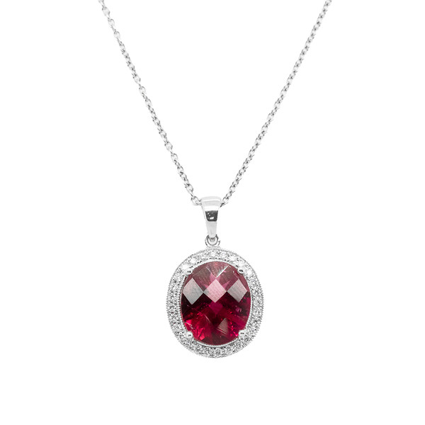 Rubellite and Diamond Pendant