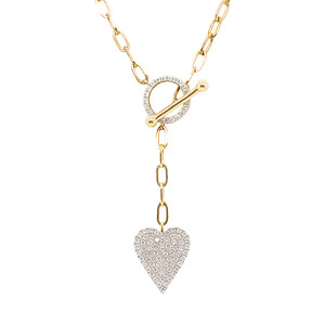 Pave Heart Toggle Necklace