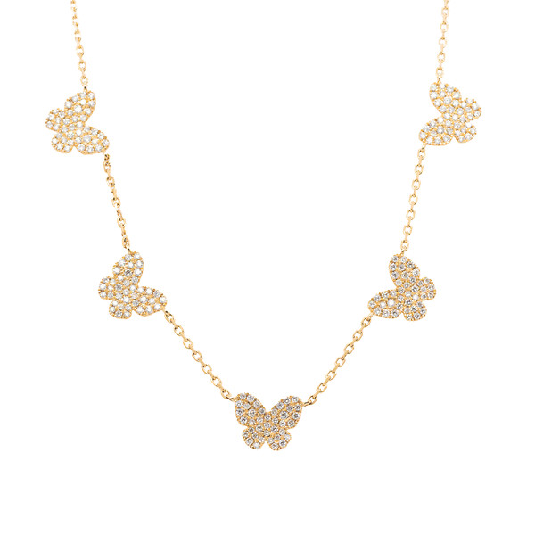 Pave Diamond Butterfly Station Necklace