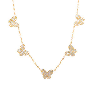 Pave Diamond Butterfly Station Necklace