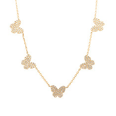 Pave Diamond Butterfly Station Necklace