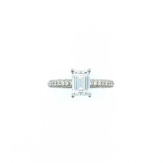 Pave' Euro Shank Emerald Engagment Ring