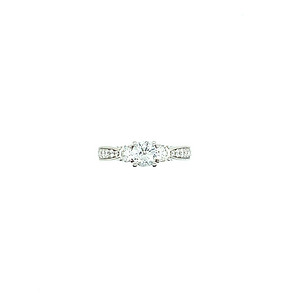 Round Three Stone Catherdral Engagement Ring