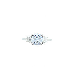 Round and Trapezoid Cathedral Engagement Ring