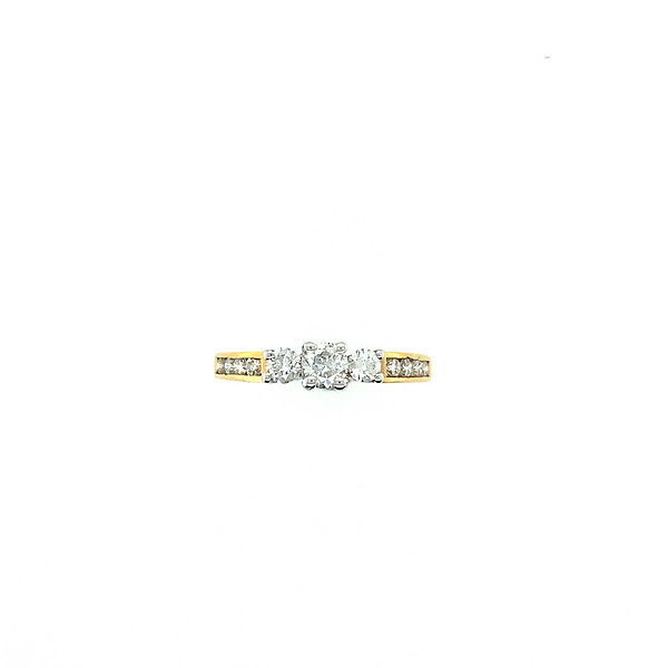 Three Stone Channel Set Round Engagement Ring