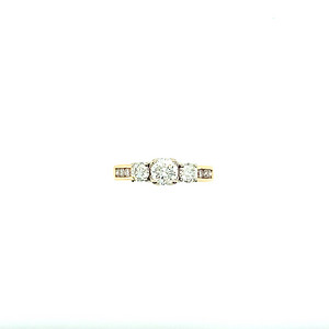 Round Three Stone Catherdral Engagement Ring
