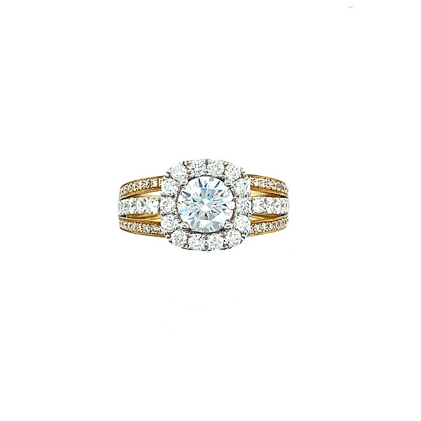 Two Tone Split Cushion Engagement Ring