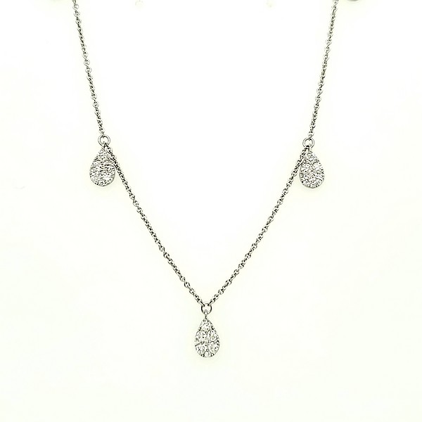 Pear Shape Diamond Station Necklace