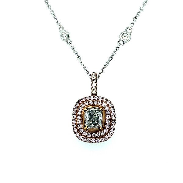 Green and Pink Diamond Pendant