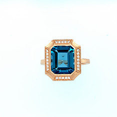 Rose Gold Blue Topaz Ring