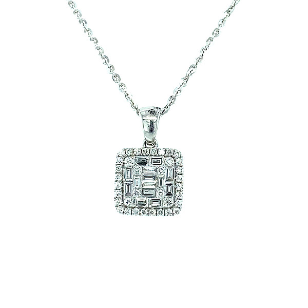 Square Diamond Cluster Pendant