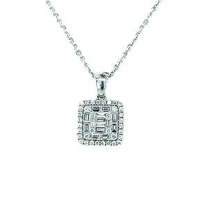 Square Diamond Cluster Pendant