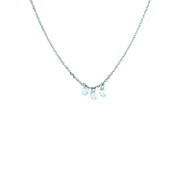 Three Stone Round Diamond Necklace