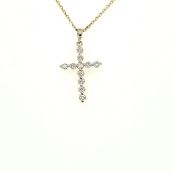 Round Diamond Cross Pendant