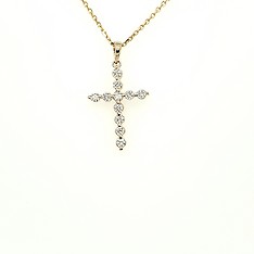 Round Diamond Cross Pendant