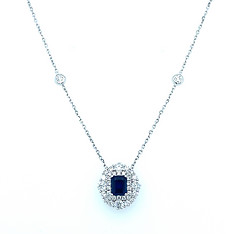 Sapphire Double Halo Station Necklace