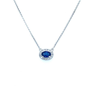 Sapphire and Diamond Halo Pendant