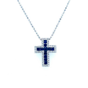 Sapphire and Diamond Cross Pendant