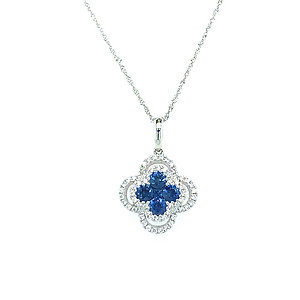 Sapphire and Diamond Cluster Pendant