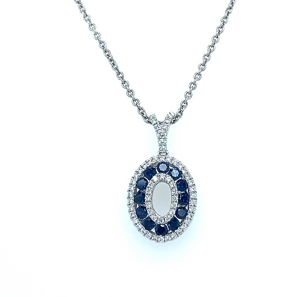 Sapphire and Diamond Oval Pendant