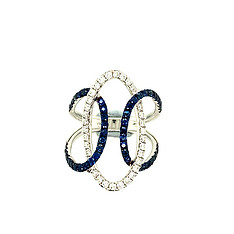 Sapphire and Diamond Swirl Ring