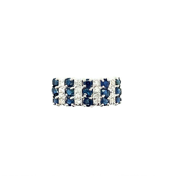 Sapphire and Diamond Striped Ring