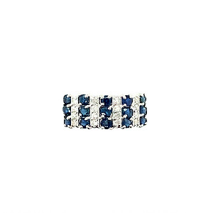 Sapphire and Diamond Striped Ring