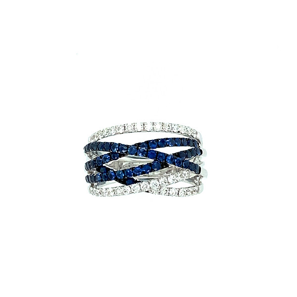 Sapphire and Diamond Multi Criss-Cross Ring