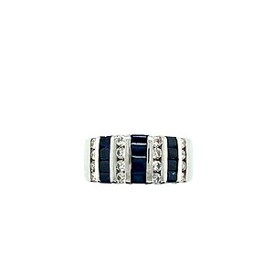 Sapphire and Diamond Striped Ring