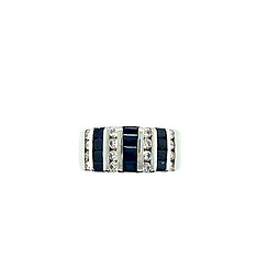 Sapphire and Diamond Striped Ring