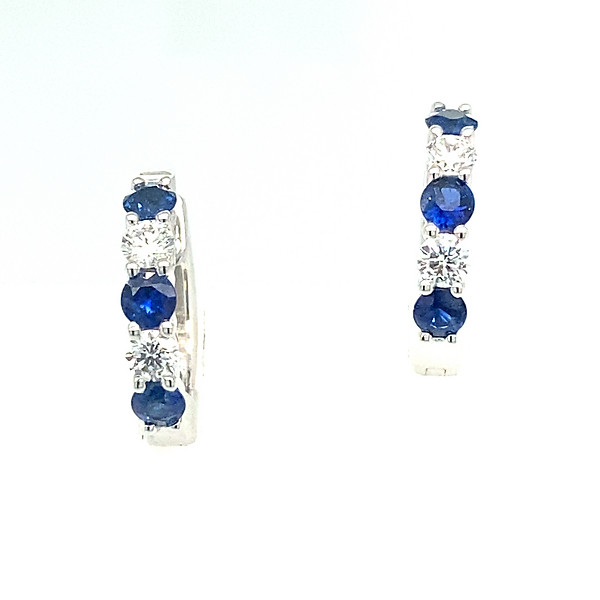 Alternating Sapphire and Diamond Hoops