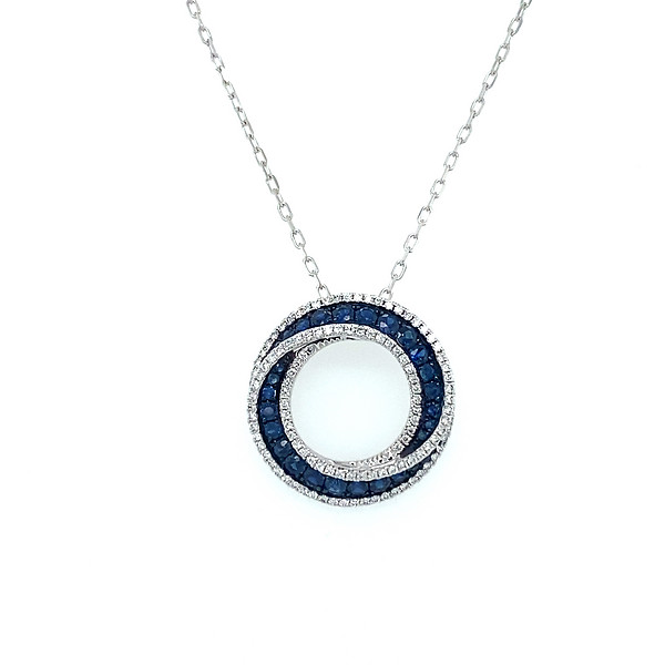 Sapphire Swirled Circle Pendant