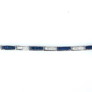 Baguette and Round Sapphire Tennis Bracelet