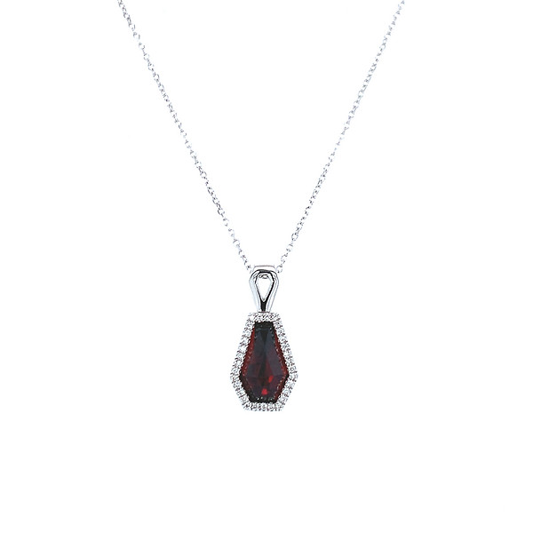 Garnet and Diamond Halo Pendant