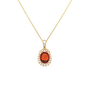 Spessartite Garnet and Diamond Pendant