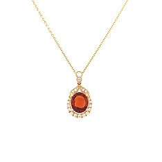 Spessartite Garnet and Diamond Pendant