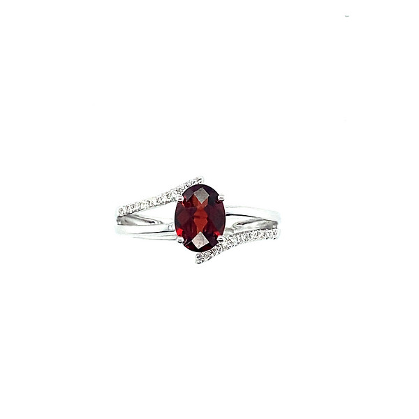 Asymmetrical Oval Garnet Ring