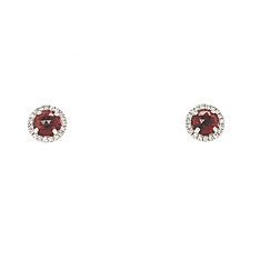 Garnet and Diamond Halo Earrings