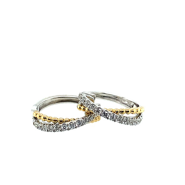 Two-Tone Diamond Hoop Earrings