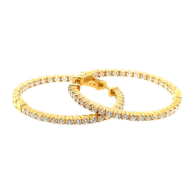 Yellow Gold Diamond Hoops