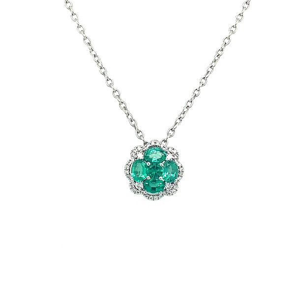 Emerald and Diamond Cluster Pendant