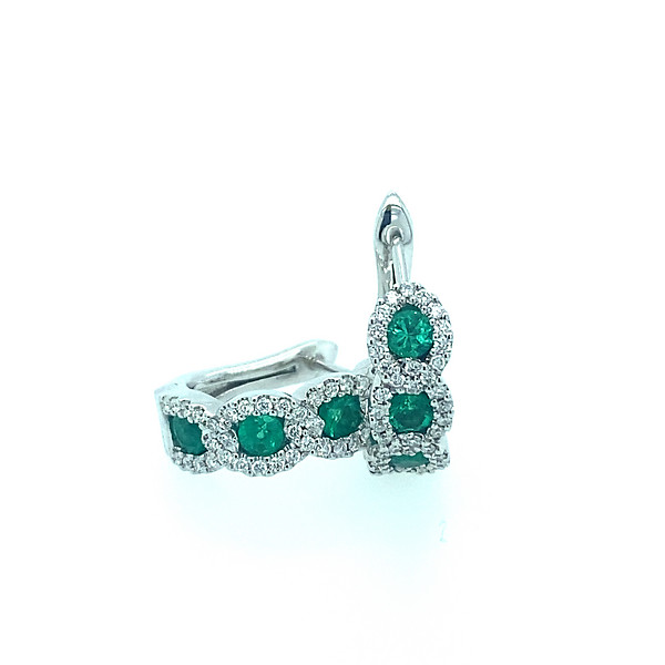 Emerald and Diamond Hoop Earrings