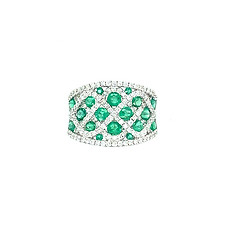 Emerald and Diamond Wide Band Ring