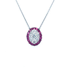 Ruby and Diamond Cluster Necklace