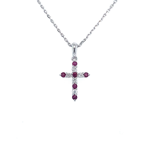 Diamond and ruby cross necklace shop