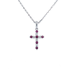 Ruby and Diamond Cross Pendant